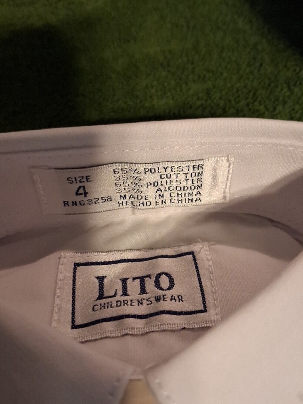 LITO Boys' White Button-Down Dress Shirt - Classic Collar Size 4,size 5 - Picture 3 of 4